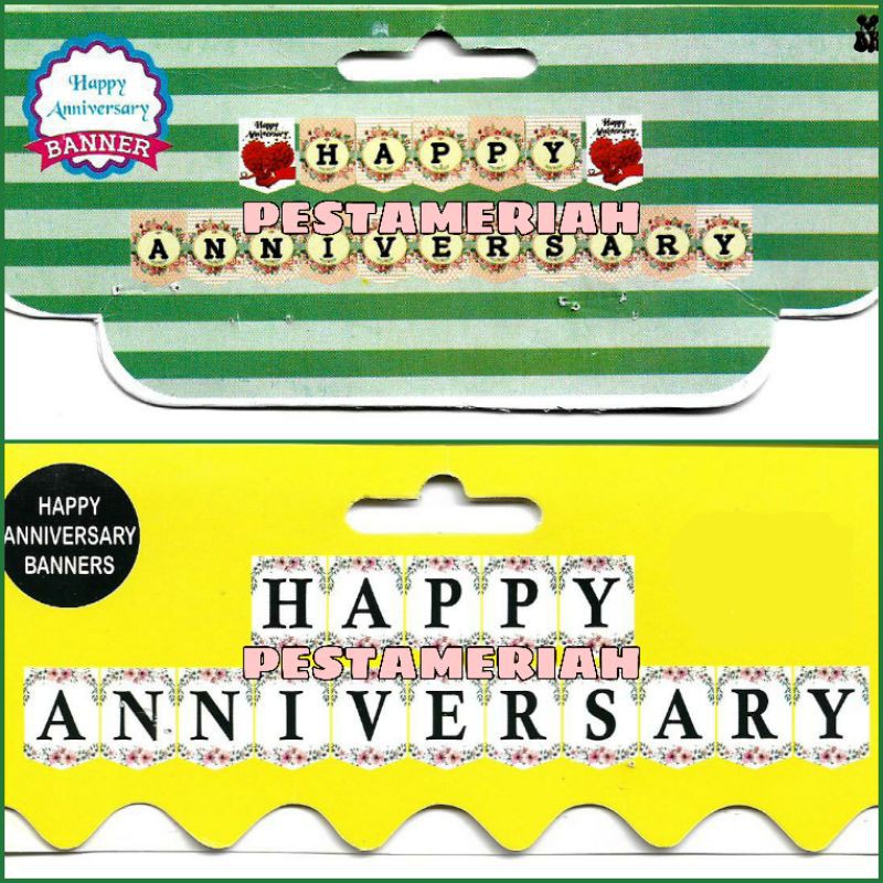 BANNER HAPPY ANNIVERSARY / BUNTING FLAG HAPPY ANNIVERSARY / TULISAN HAPPY ANNIVERSARY