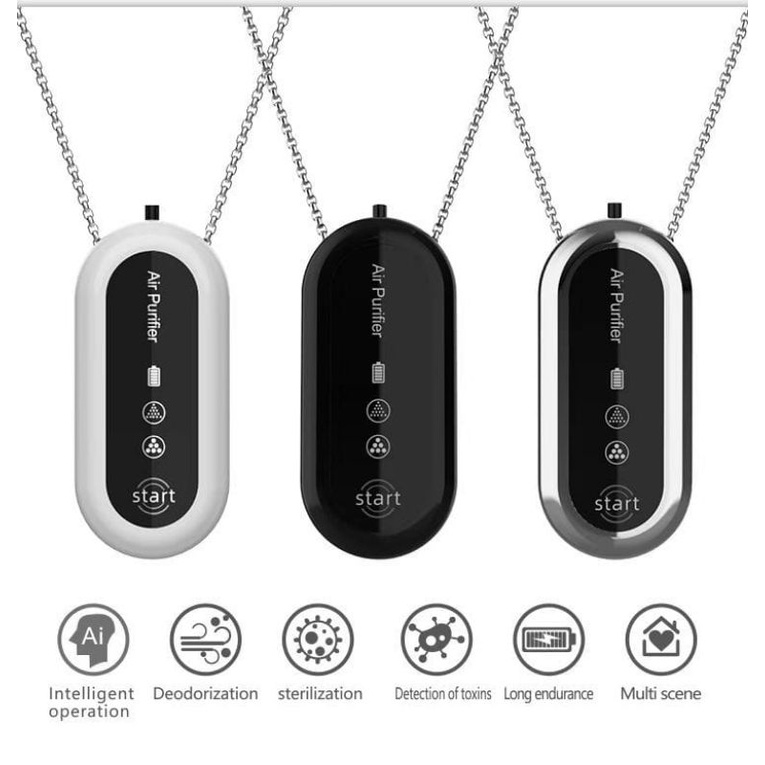 Kalung Air Purifier Portable Anti Virus / Air Purifier Necklace Pembersih Udara 120 juta ion Original Packing Hard Box