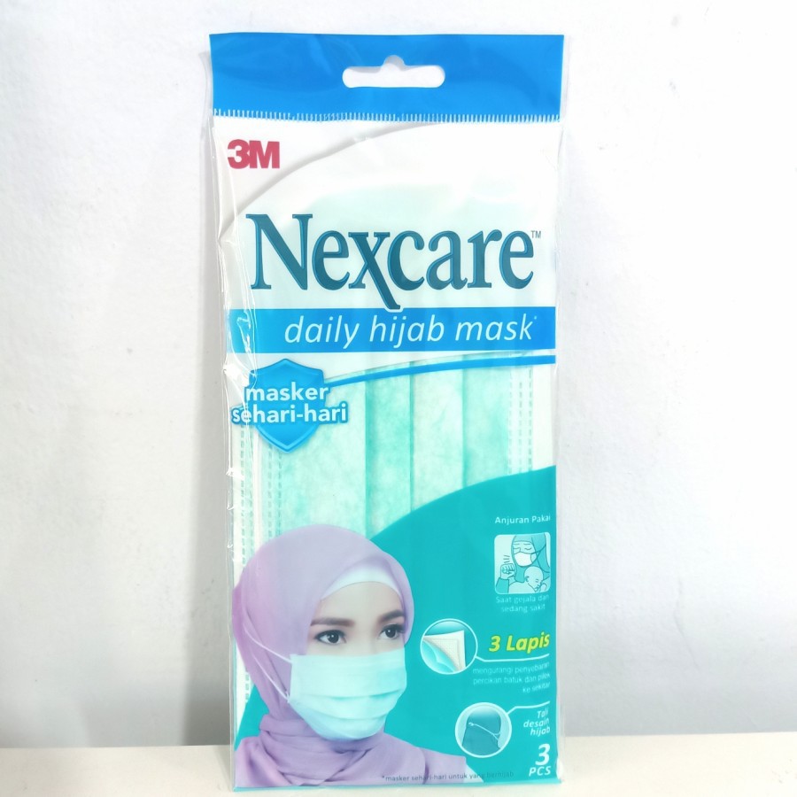 Masker 3M NEXCARE  Original 3 Ply Daily Mask - Earloop - Headloop Hijab