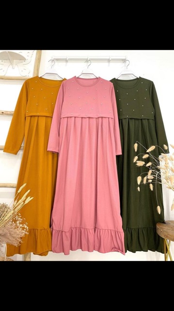 Gamis mutiara bahan Waffle fit L