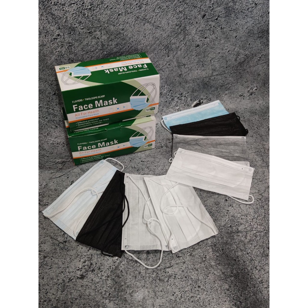 HIJAB DISPO - MASKER 3PLY MURAH HIJAB HEADLOOP DISPOSABLE FACEMASK ISI 50