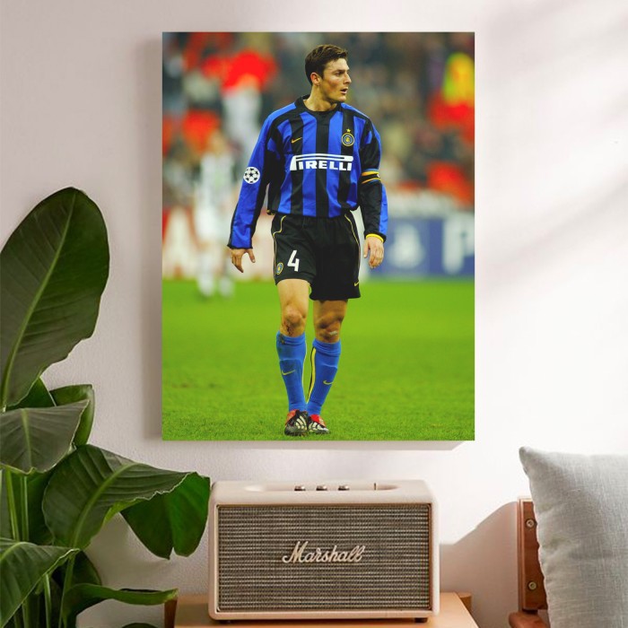 "Javier Zanetti" Poster Kayu (30x22)