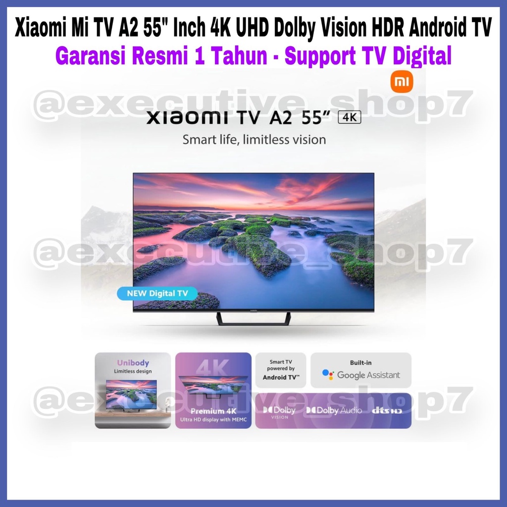 Xiaomi Mi TV A2 55&quot; Inch 4K UHD Dolby Vision HDR Android TV Garansi Resmi 1 Tahun - Support TV Digital