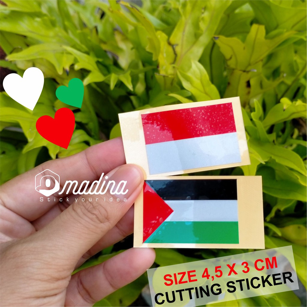 STIKER BENDERA PALESTINA DAN INDONESIA CUTTING STIKER MOTOR SEPEDA HELM MOBIL
