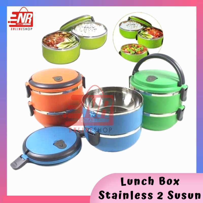 Lunch box susun 2/Rantang susun 2 polos /Tempat makan