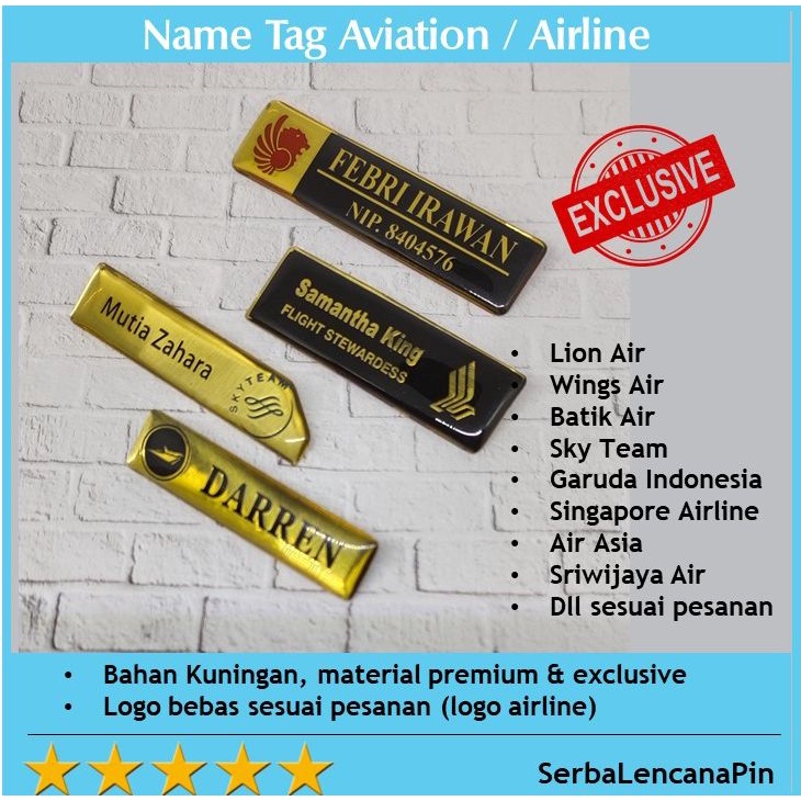Name Tag Airline Lion Air - Wings Air - Batik Air - Singapore Airline - Sky Team - Garuda Indonesia 