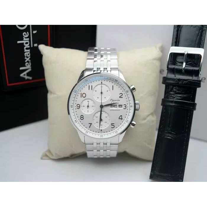 Jam tangan pria alexandre christie AC 6492MC FULL SILVER