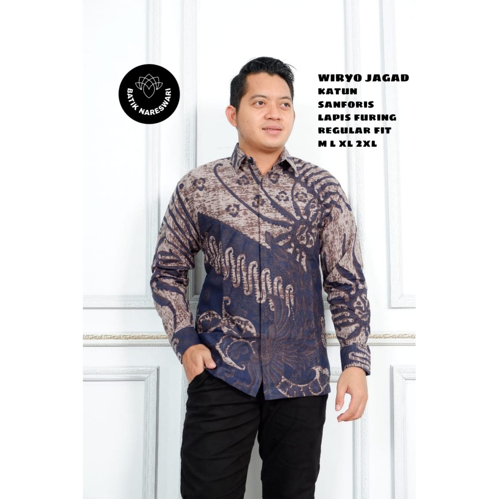 WIRYO JAGAD NARESWARI BATIKSOLOAMANAH KEMEJA BAJU BATIK PRIA SOLO LENGAN PANJANG PENDEK LAPIS FURING ATASAN BATIK PREMIUM MODERN KATUN HALUS MERAK MERAH WAHYU TUMURUN SOGAN PARANG TRUNTUM PANJI WIBOWO NARAYANA CENDRAWASIH KUNING PANJI LESMONO NAVY VIJAY 2