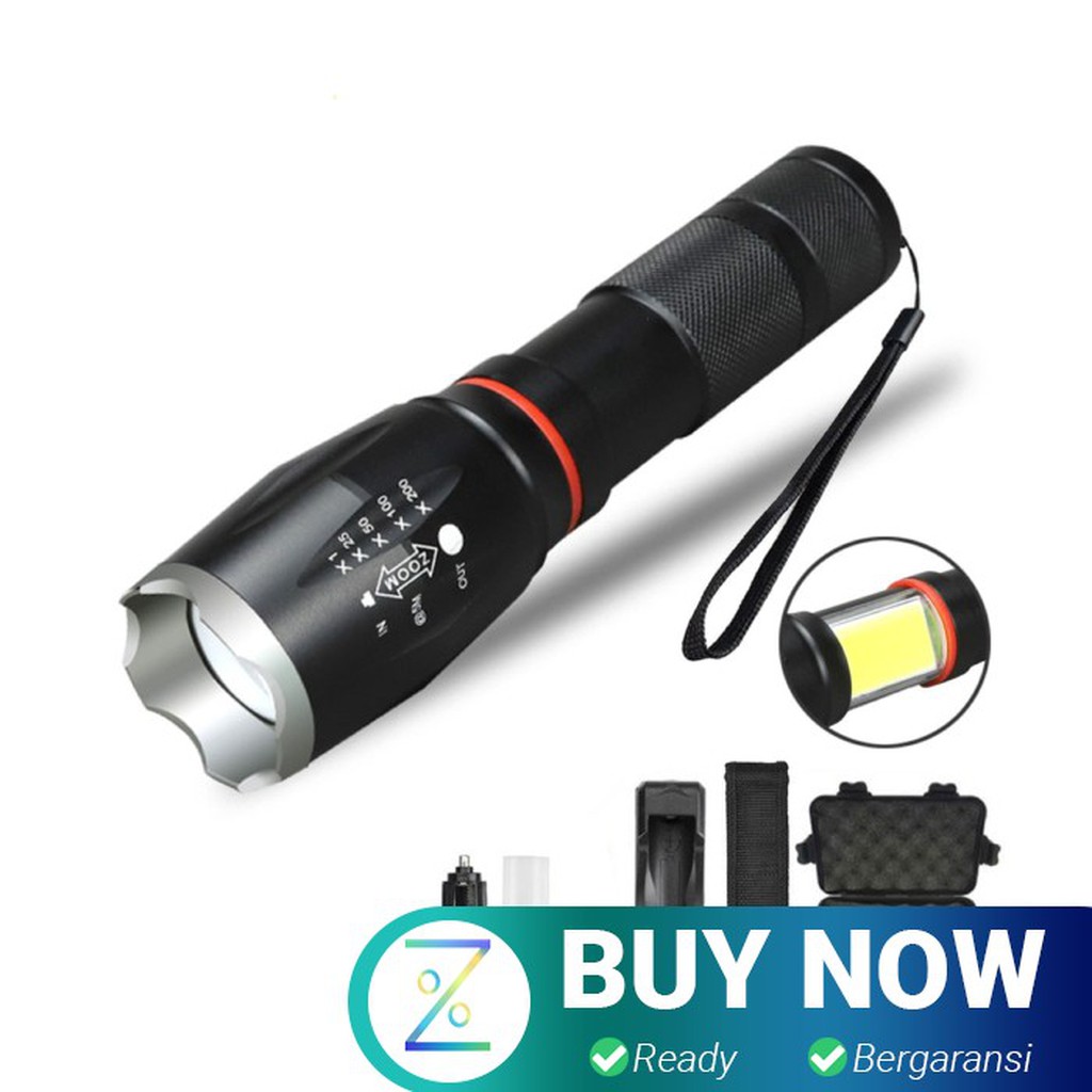 TaffLED Paket Senter LED Torch Cree XM-L T6 8000 Lumens + Charger + Bo