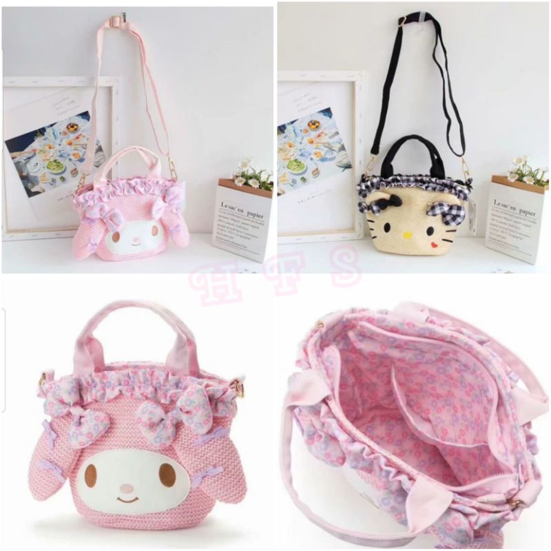 tas selempang  hk melody rajut anyam