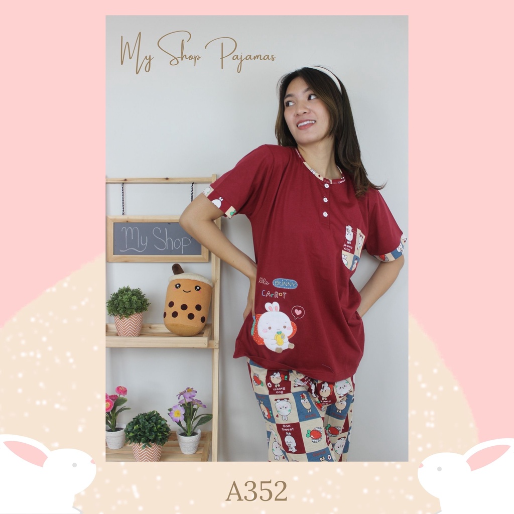 PIYAMA BABYDOLL WANITA TANGAN LENGAN PENDEK CELANA 3/4 ANNE CLAIRE BAJU PAKAIAN TIDUR DEWASA SETELAN SLEEPWEAR PAJAMAS TP-3