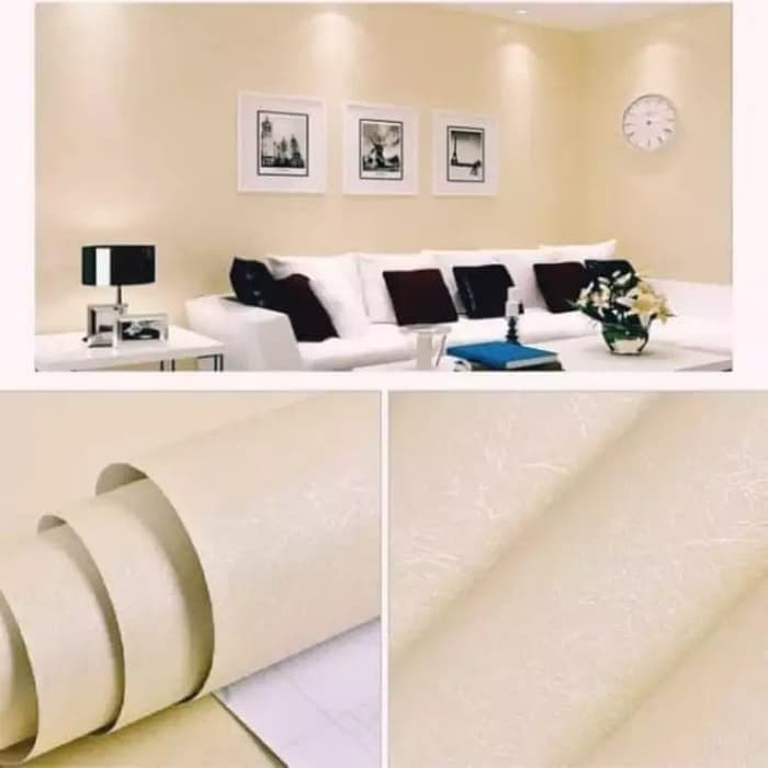 Wallpaper Dinding Motif Embos Krem Panjang 10Meter x Lebar 45cm