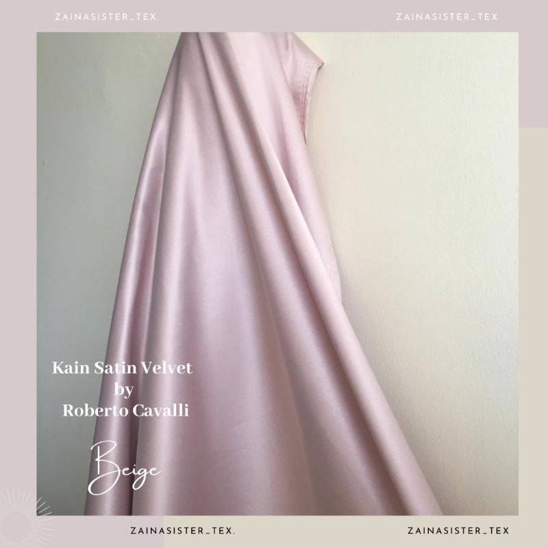 Bahan Kain Satin Velvet Premium Warna Beige Semi Pink Rosegold