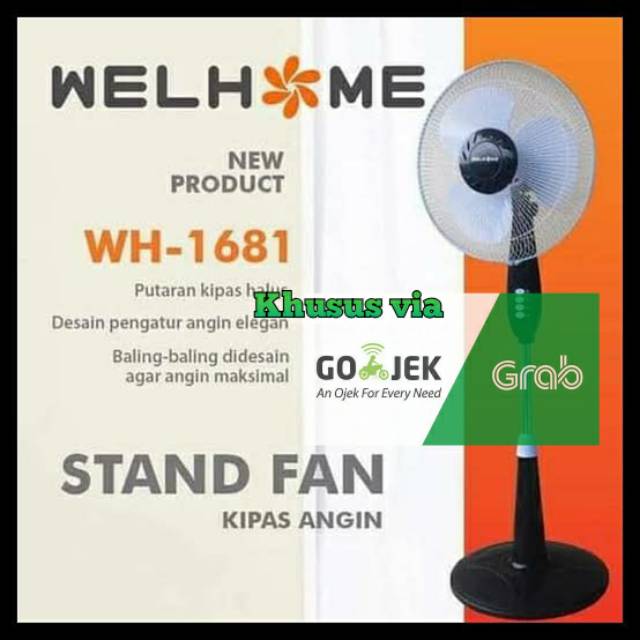 Kipas Angin Berdiri Standfan 16 inch Welhome WH - 1681