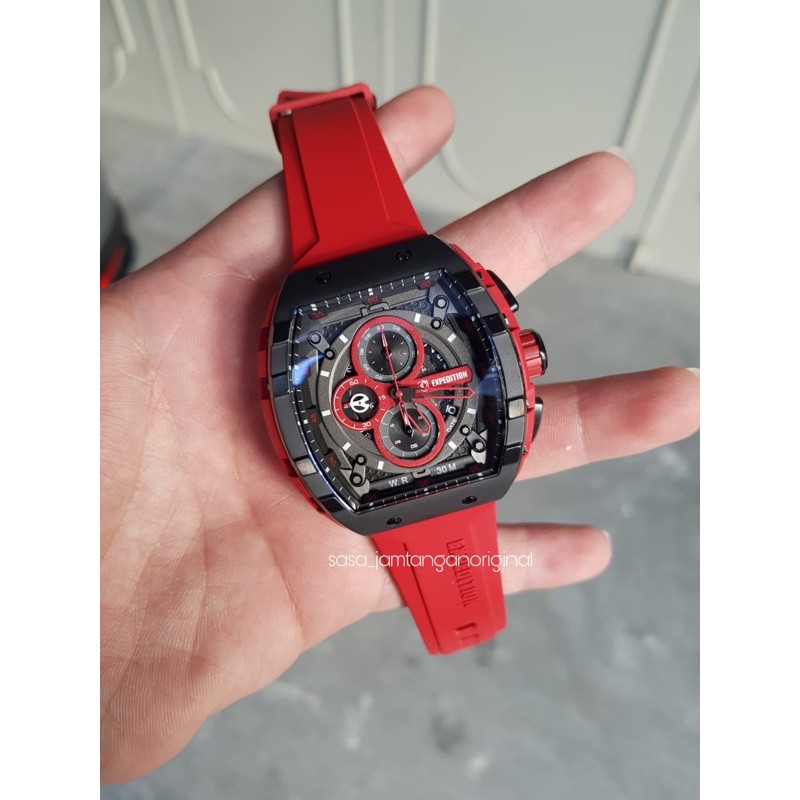 Jam Tangan Expedition E 6782 Original Merah Hitam Pria