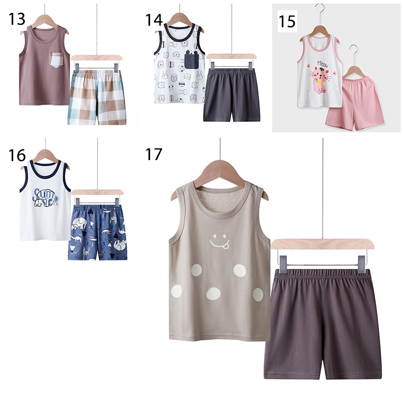 PREMIUM Baju Bayi Singlet Kaos Anak Kutang Setelan Set Celana Lengan Pendek Laki Perempuan Import