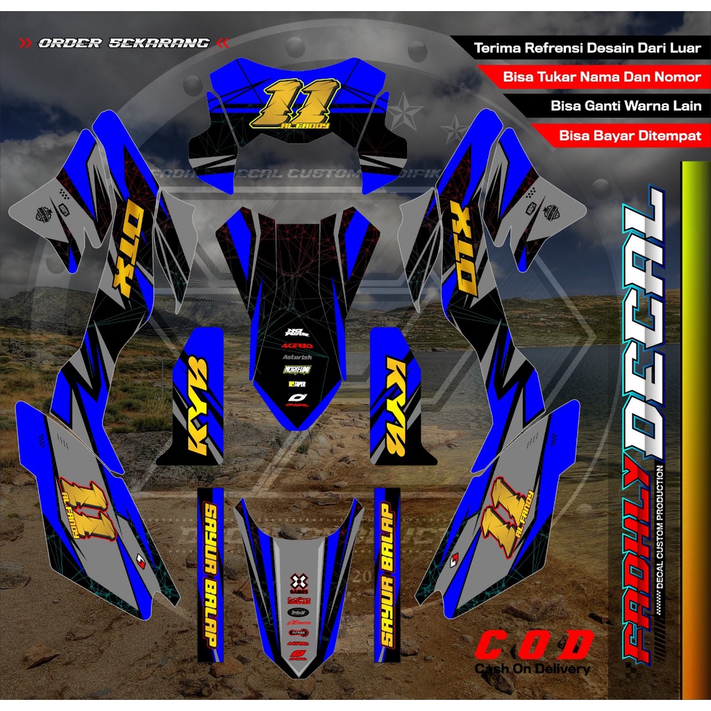 Decal KLX Dtracker New Biru Keren Sticker Fullbody