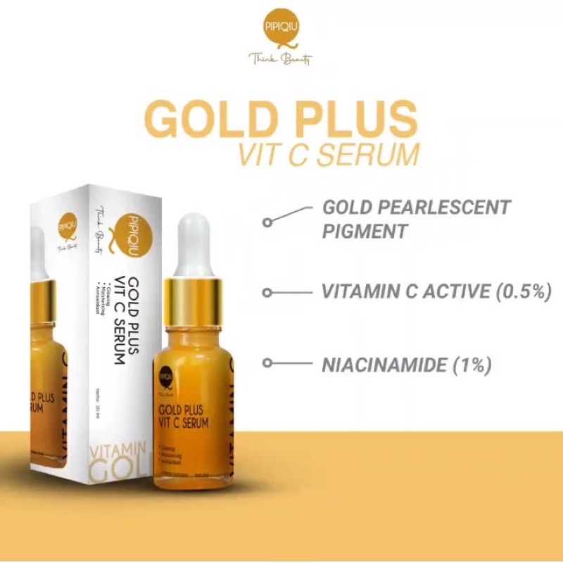 PIPIQIU SERUM WAJAH BPOM GOLD PLUS VIT C HYALURONIC NIACINAMIDE AHA BHA PHA PEELING