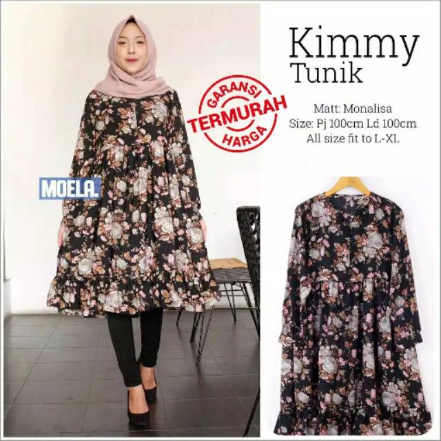 KIMMY TUNIK MONALISA MOTIF IMPORT TERMURAH TANPA RESLETING DEPAN NON BUSUI