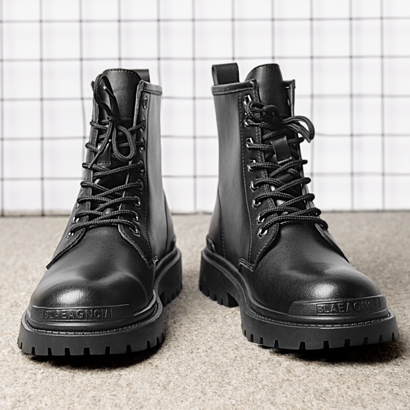 Sepatu Pria Boot Martin Dr. Martens Tinggi Top Inggris Korea Kerja Tren Kulit Asli Pertengahan