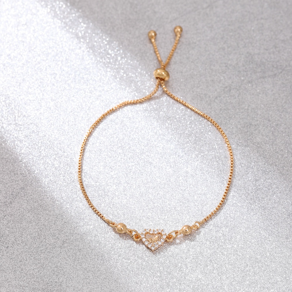 ✨COD Rose Gold Gelang Wanita Fashion Perhiasan Cahaya Mewah Berongga Desain Berlian Jantung Gelang untuk Pacar untuk Istri Hadiah Ulang Tahun D351