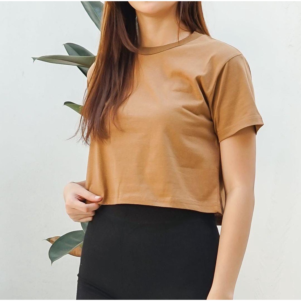 CROP TOP POLOS ONECK COTTON | BAJU KAOS TUMBLR CROP TEE TSHIRT KAOS KOREA FASHION WANITA