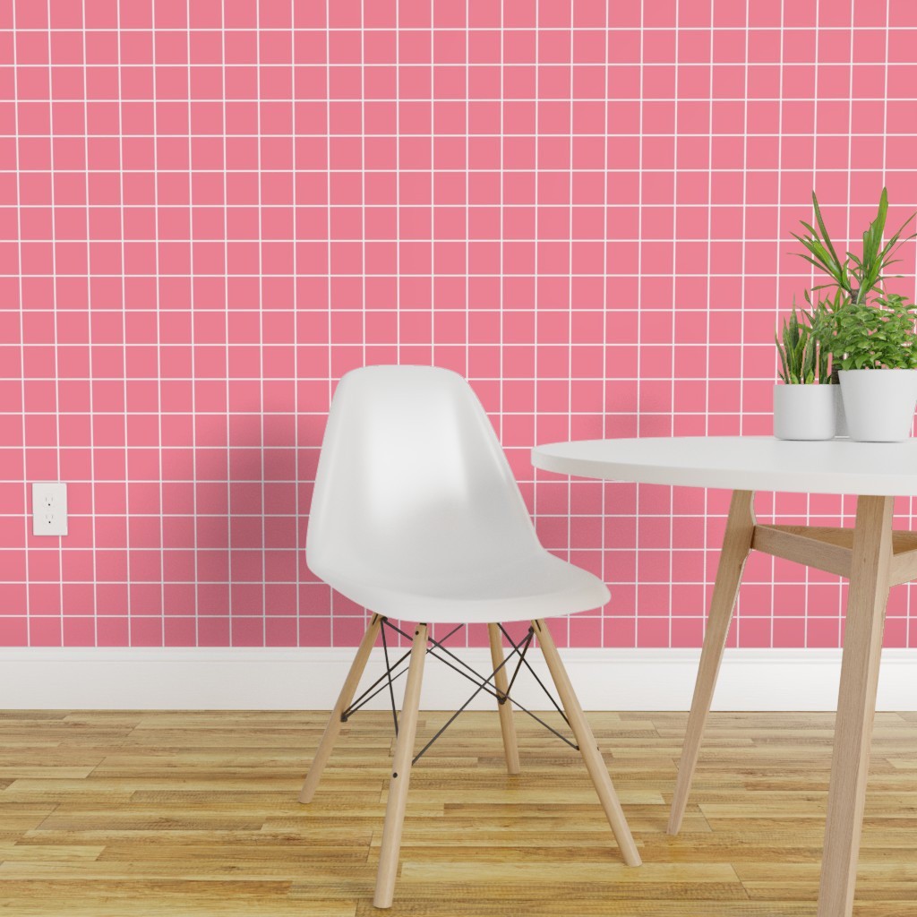 Wallpaper Sticker Pink Kotak Garis Putih 5309-2  / Wallpaper Sticker Termurah / 9mx45cm