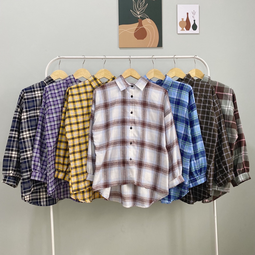 KEMEJA FLANEL LENGAN BALON MIKEY DAILY OFFICE SHIRT PREMIUM B498 CO