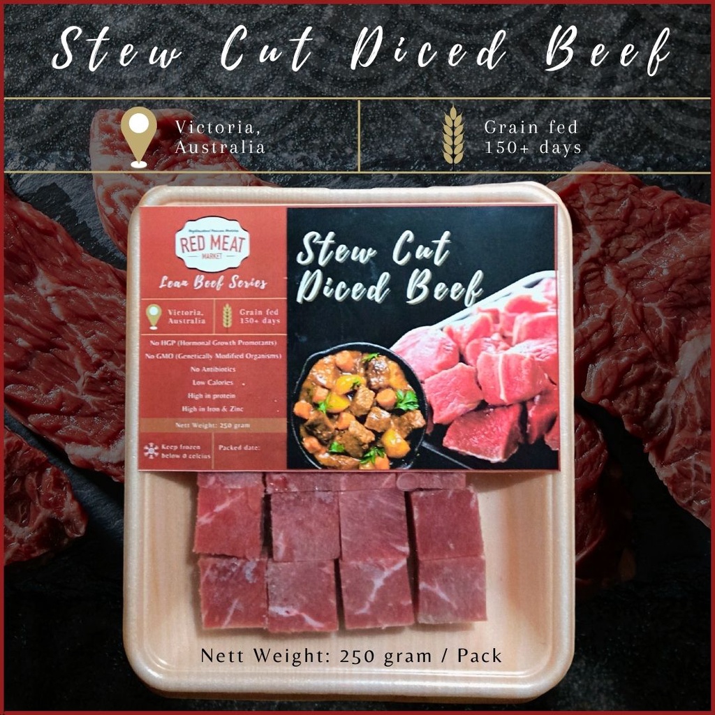 

Red Meat market Lean Beef Series ( Stew Cut Diced beef )