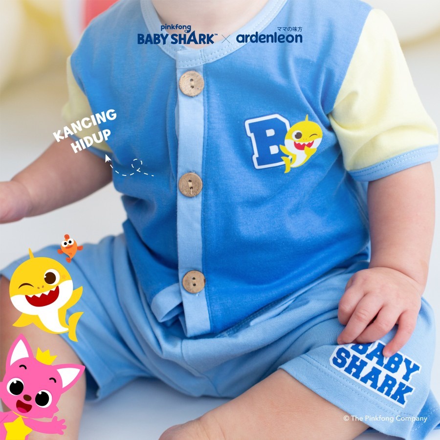 ARDENLEON x Pinkfong Baby Shark Baby Button Short Setelan Bayi 1.0