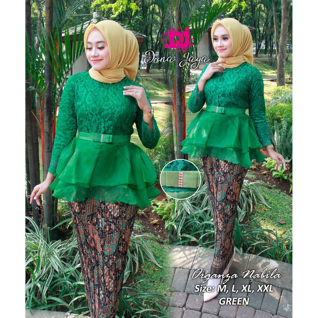 Set kebaya brukat kombinasi / kebaya brukat organza / brukat / organza / pakaian wanita /fashion