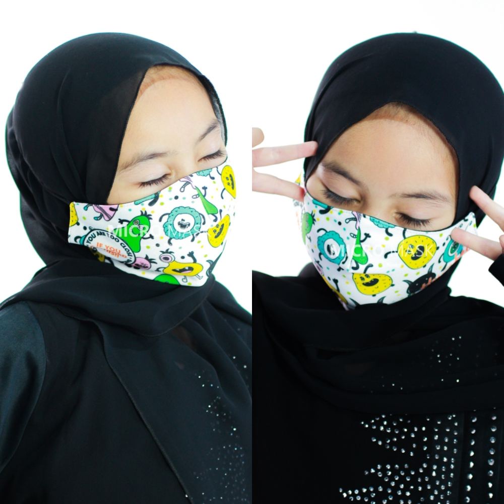 Hijacket Masker Kain Anak Perempuan Laki-Laki Headloop Tali Karet Elastis Hijaket Mask Motif 02-3