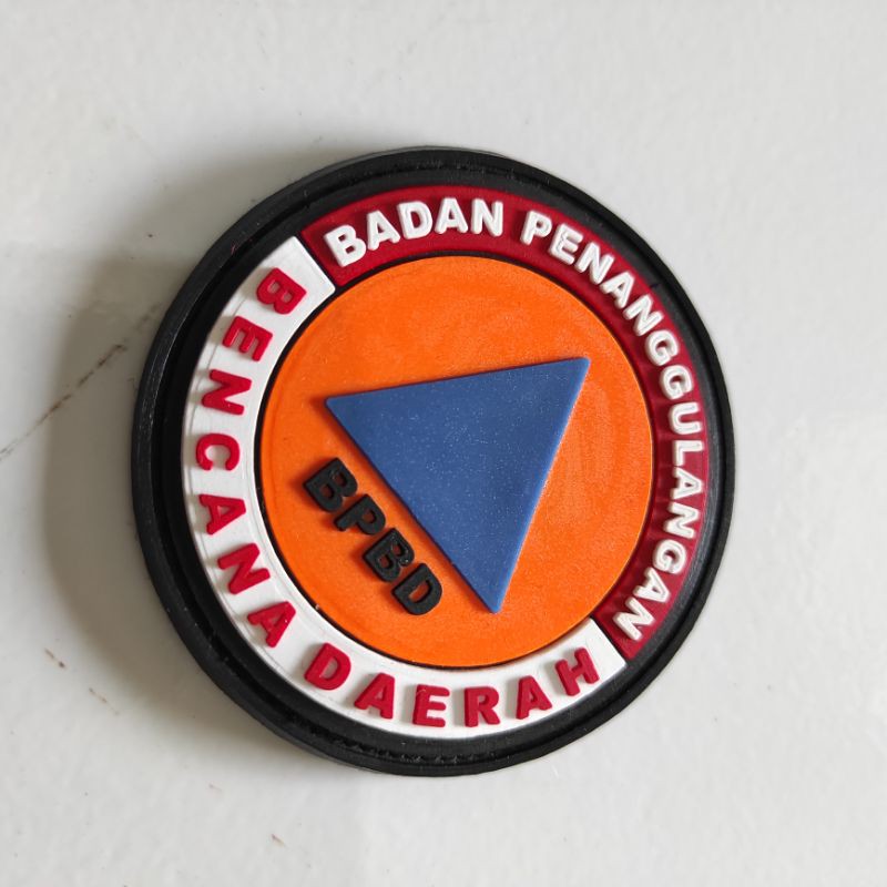 PATCH RUBBER LOGO BPBD BULAT ORANGE LIS HITAM/TIMSAR/TEMPELAN EMBLEM KARET VELCRO