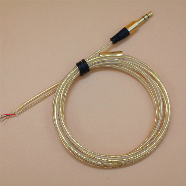 1pcs 130cm 18 core aluminum foil wire DIY Earphone cable 3.5mm Gold Plug