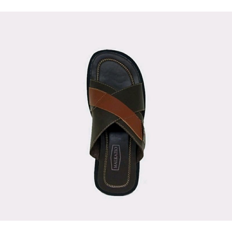 Sandal Big Size Pria 44-45-46-47-48 Sendal Kulit Slide Ukuran Besar Hitam Putih / Sandak JUMBO Pria Luar Negri