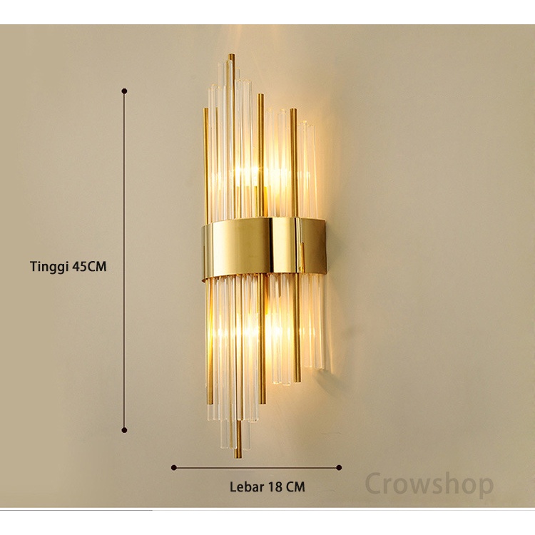 Lampu Dinding Kristal LED Minimalis 3 warna Modern &amp; Mewah Untuk Dekorasi Kamar Ruang Tamu / Kamar Tidur Termasuk bola lampu