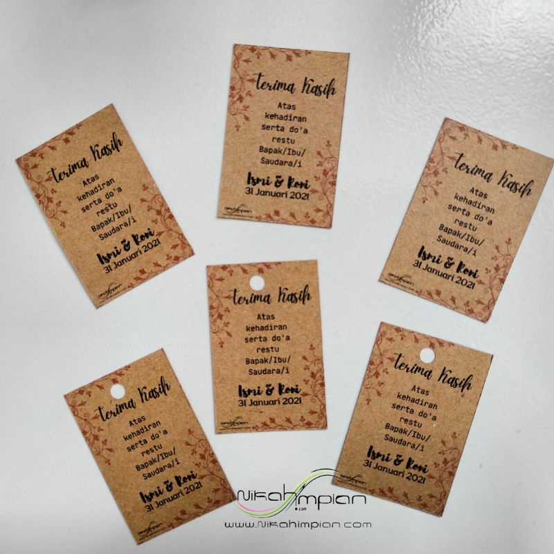 Thanks Card / Ucapan Terima Kasih / Kartu Souvenir  /Kupon Souvenir /Card wedding