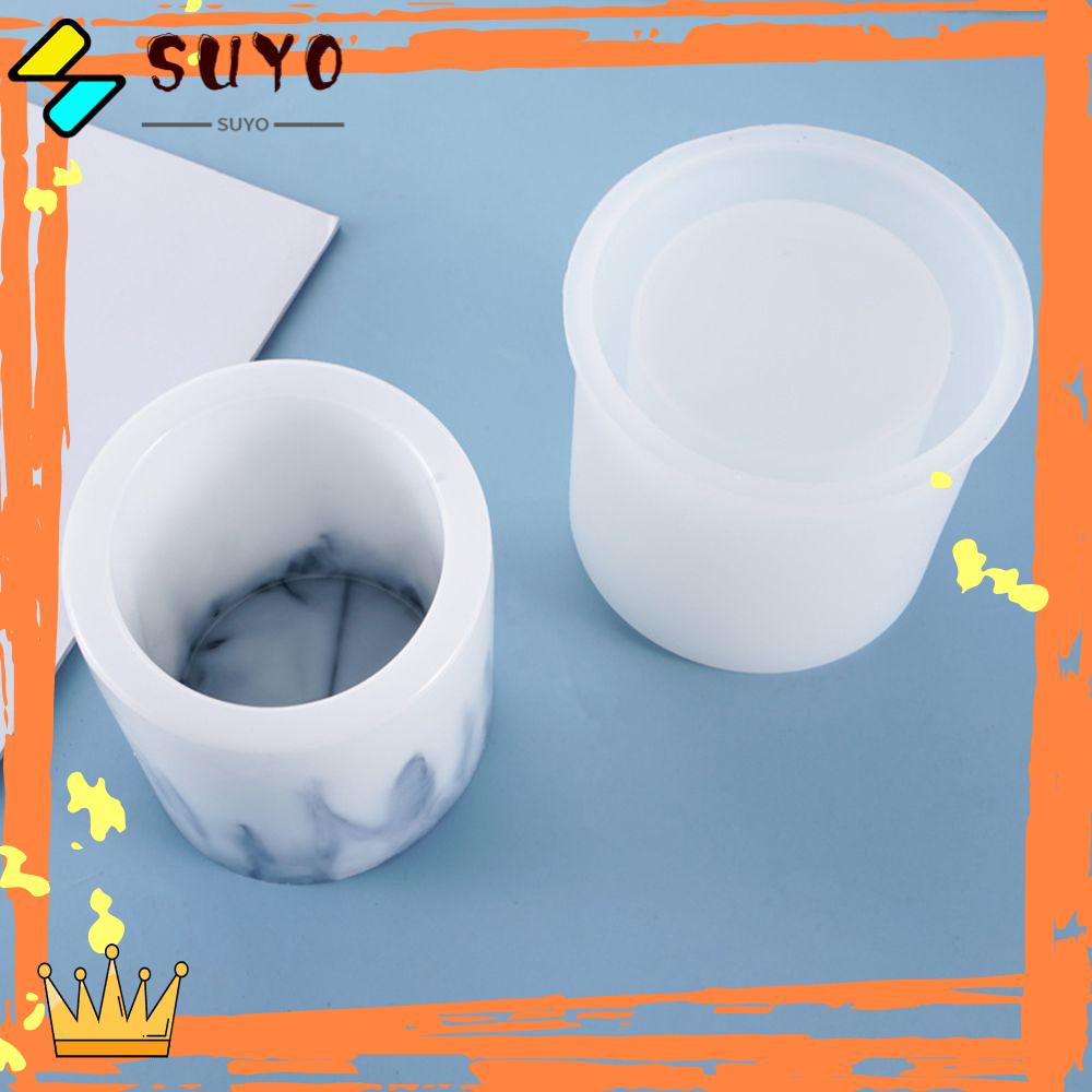 Suyo Cetakan Resin Bentuk Pot Bunga Bulat Holder Pensil / Perhiasan DIY