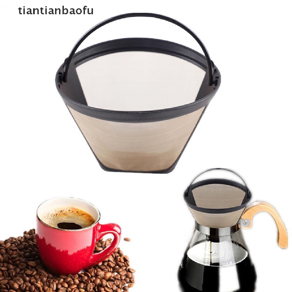 Saringan Kopi Reusable Bentuk Kerucut Bahan Mesh Warna Emas Dapat Dicuci