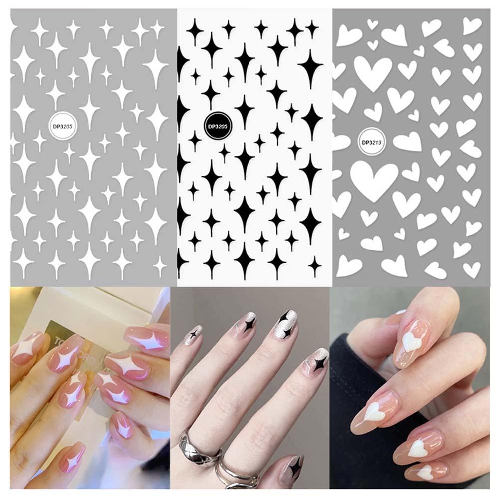 Agustin 3D Cinta Nail Art Stiker Pola Kecil Perekat Diri Stiker Kuku Aksesoris Bintang DIY Nail Art