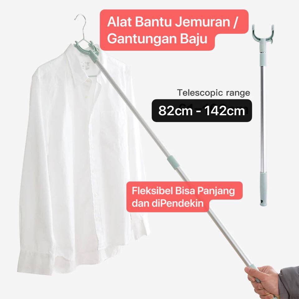 PCK-03 Alat Bantu Jemur Baju Pick Up Tool Tongkat Kait Jemuran / Gantungan Baju bisa dipanjangkan