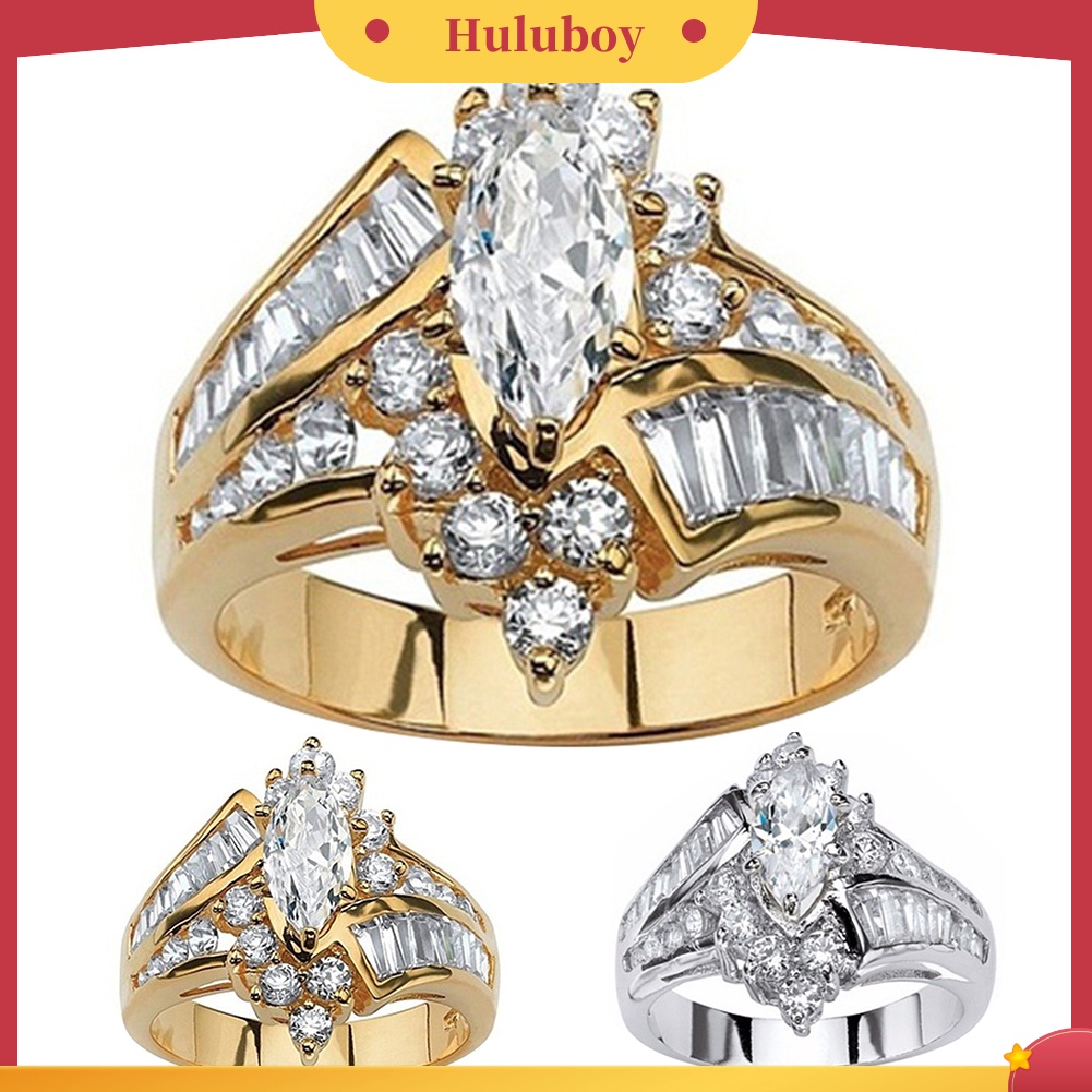 Hu Hu Hu Hu Hu Alat Bantu Pasang Kacamata♡ Perhiasan Cincin Cubic Zirconia Potongan Marquise Tidak Teratur Untuk Wanita