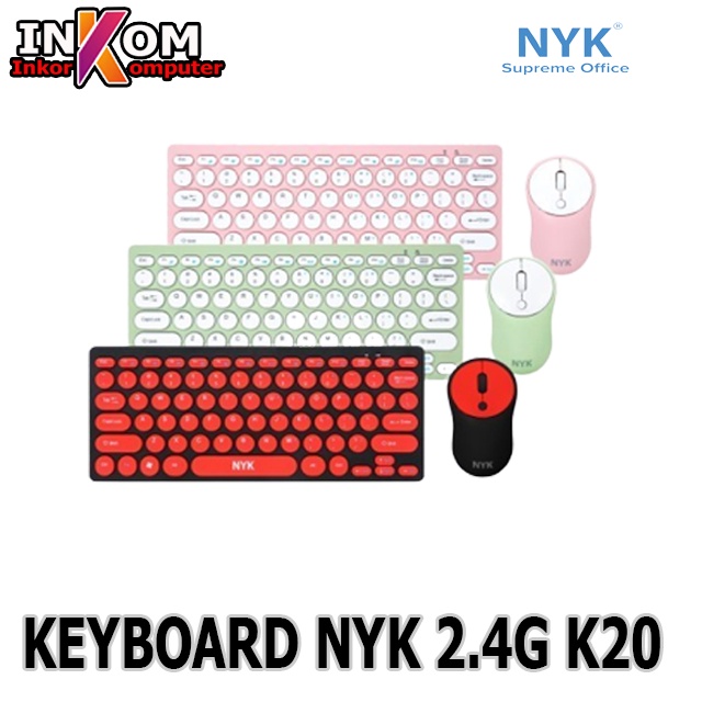 NYK K20 Keyboard+mouse Membrane Wireless Mouse Optical WARNA