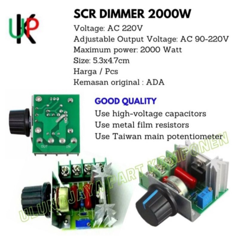 SCR dimmer 2000w pengatur kecepatan