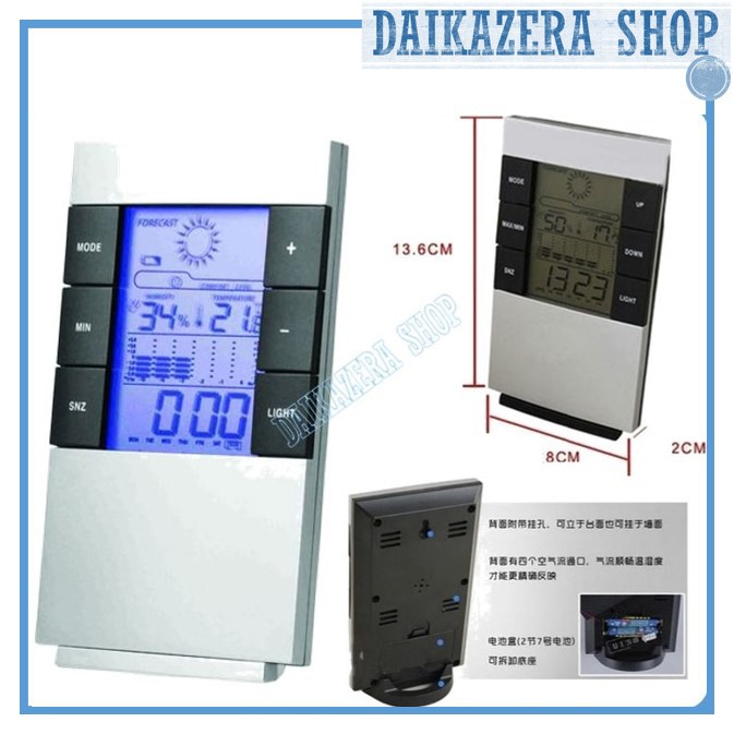 Jam Weker / Jam Meja Weather Station Humidity Temperature Alarm Desk Clock