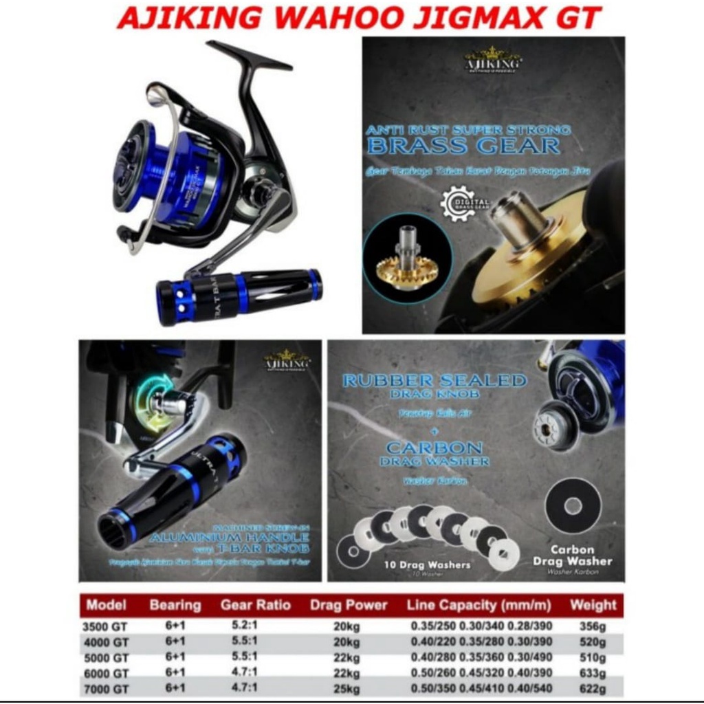 Reel AJIKING WAHOO JIGMAX GT