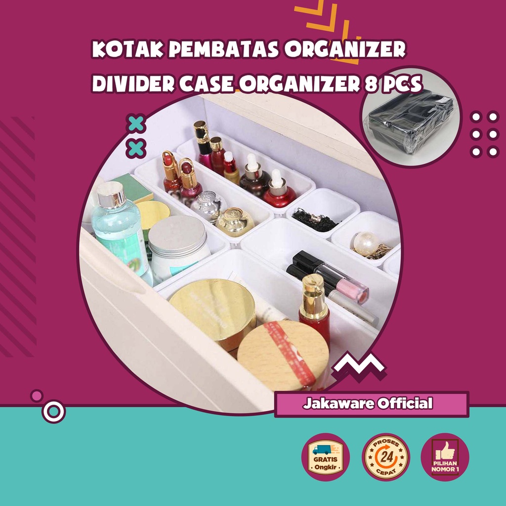 KOTAK PEMBATAS ORGANIZER DIVIDER CASE 8 PCS BOX KOSMETIK KAMAR MEJA RIAS BARANG KECIL LACI RAK PENYI