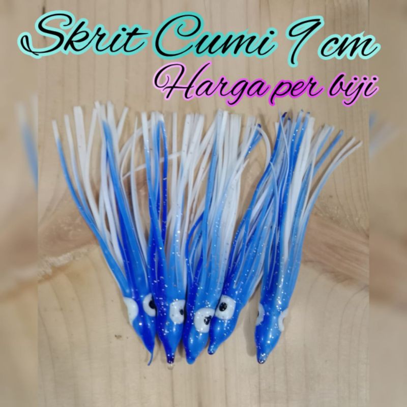 Skrit Cumi Octopus 9 cm warna Biru Putih Untuk Umpan Casting dan Assist Hook