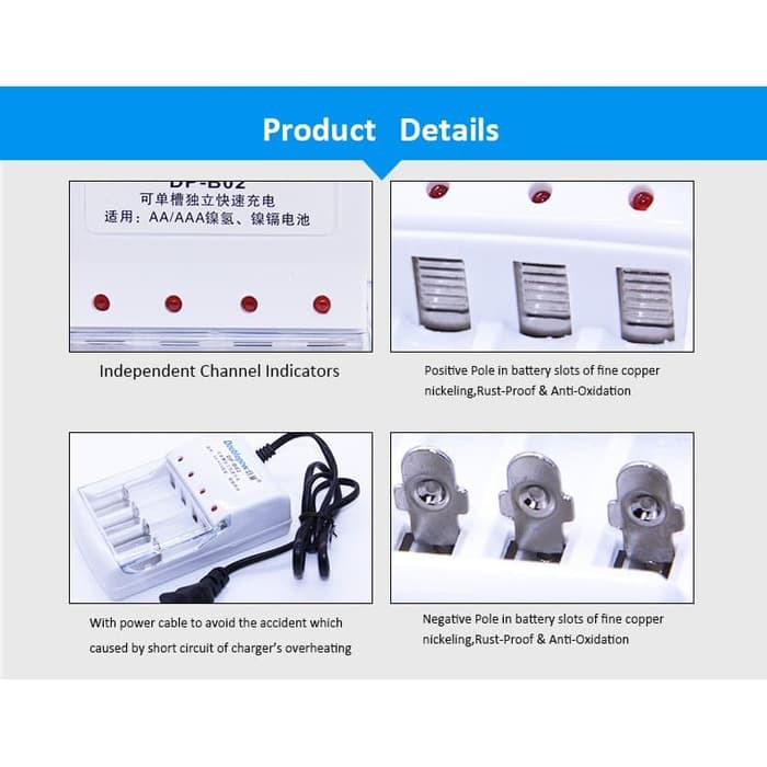 Termurah Alat Cas Charger Baterai Battery Batrai 4 slot AA AAA Listrik DP-B02