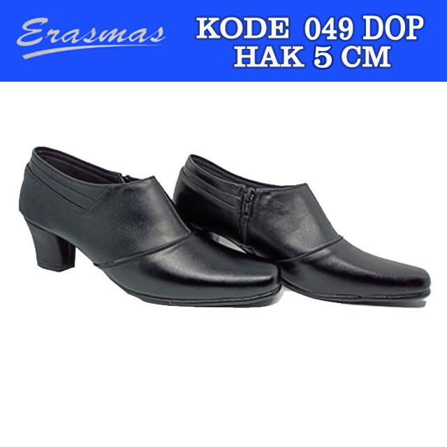 Sepatu PDL Sus Resleting 049 Erasmas ANKLE BOOT Polwan Kowad DISHUB SATPOL PP Hak 5 CM Hitam